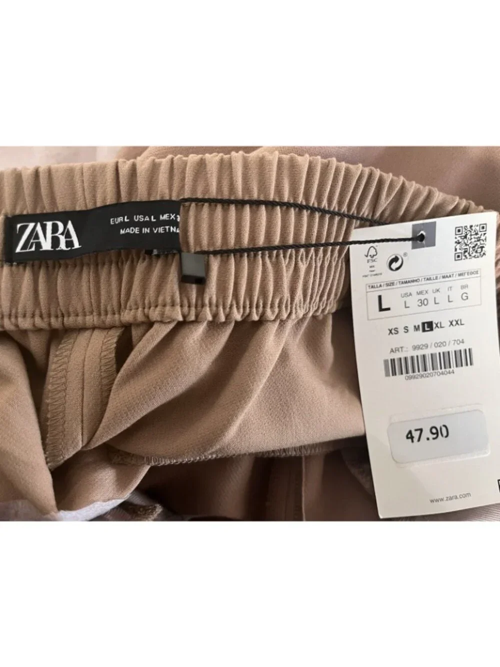 ZARA Tan Gold Button Ankle Pants Large NWT High Rise Straight Leg Quiet Luxury - Picture 9 of 12